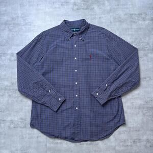 Y2K Polo Ralph Lauren Blue Plaid Button Up Shirt